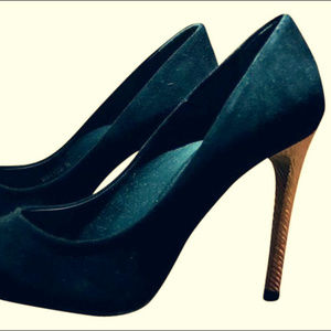 Black Suede Golden Heel Ma0125m Pumps